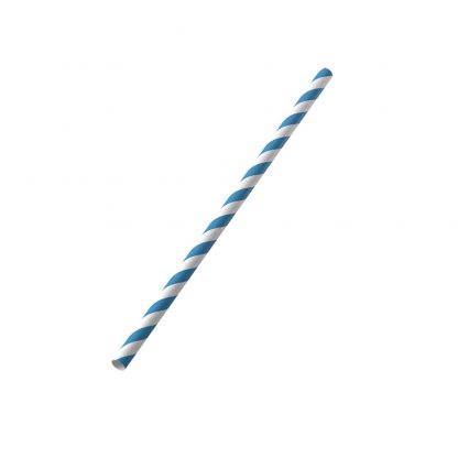 white and blue striped straw