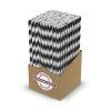 box of black and white straws